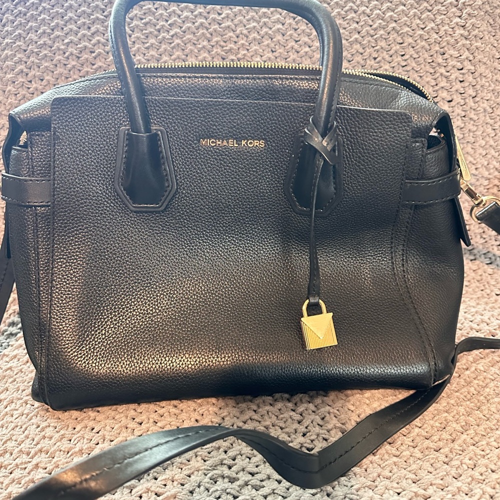 Michael Kors Black Satchel with Gold Accents